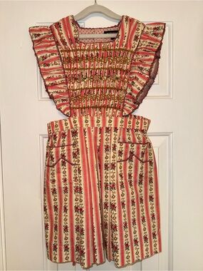 Bonjour Diary Floral Striped Pinafore Dress  8Y - NWT